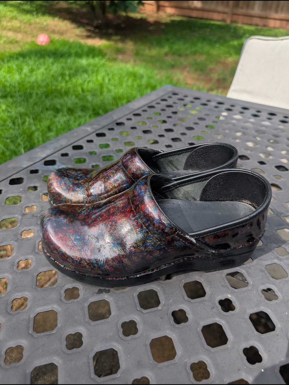 Dansko Iridescent Leather Clog Shoes - Multicolor Shine
